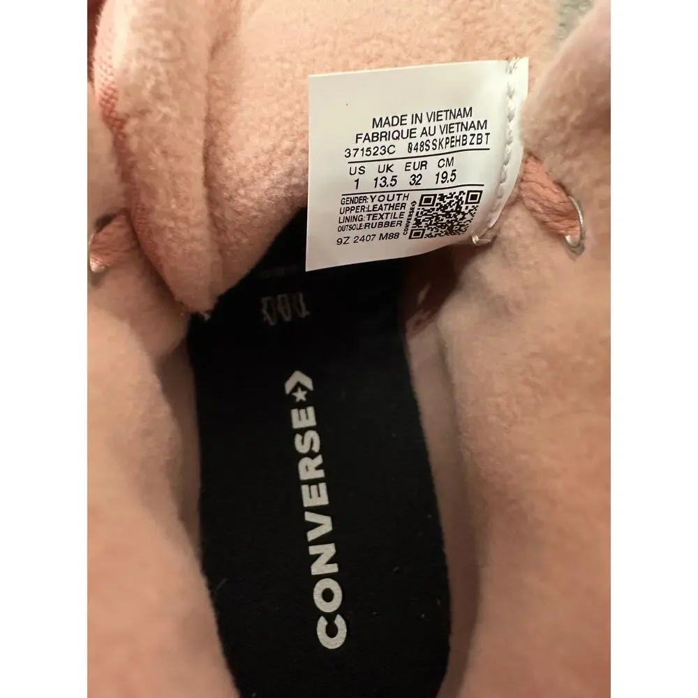 ⁠Converse Berkshire Boot Pink Kids Size 1 Water Repellent Leather Sneaker⁠